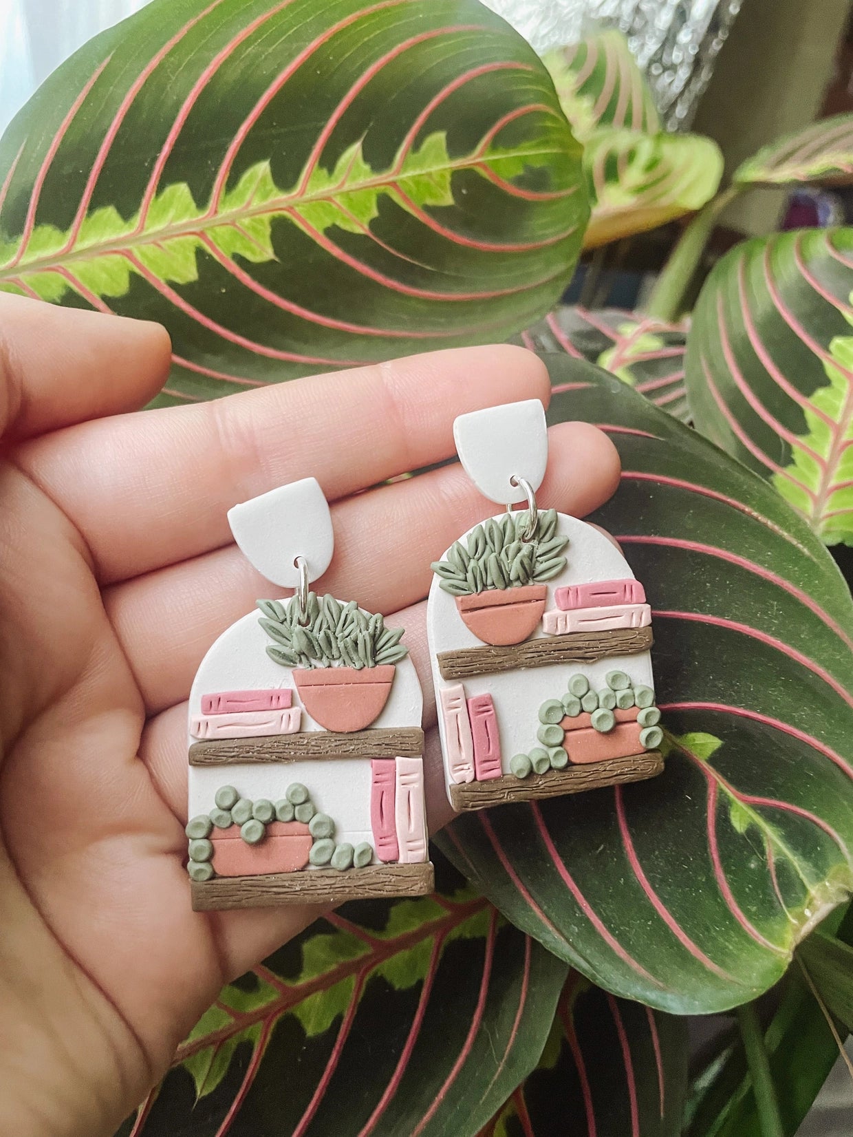 Earrings - Books & Plants