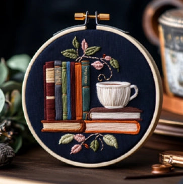 Embroidery Kit - Cup of Tea & Books